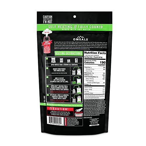 OMEALS Pasta Fagioli-Vegetarian-MRE-Extended Shelf Life-Fully Cooked w/Heater-Perfect for Outdoor Enthusiasts, Travelers, Emergency Supplies-USA Made