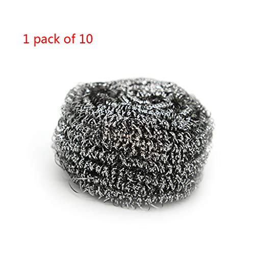 Preisvergleich Produktbild ZOOMY 10Pieces Edelstahl Küchenschwamm Reinigungswäscher für Geschirr Pan Bowl Spiral Reinigungsgerät - Silber