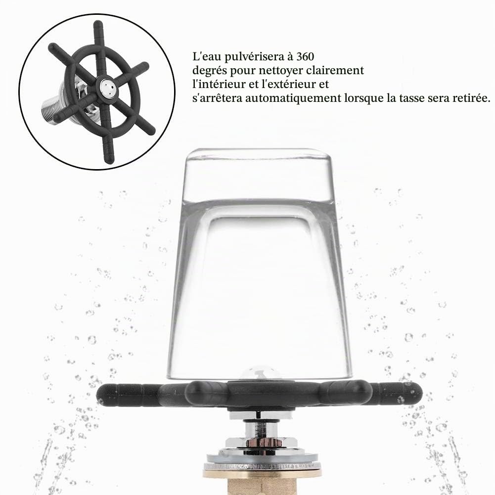 DeWin Glass Rinser, Pichet Rinser Bar en Acier Inoxydable Rince en Verre Tête de Robinet Rinser pour Tasse à Café en Verre Bar