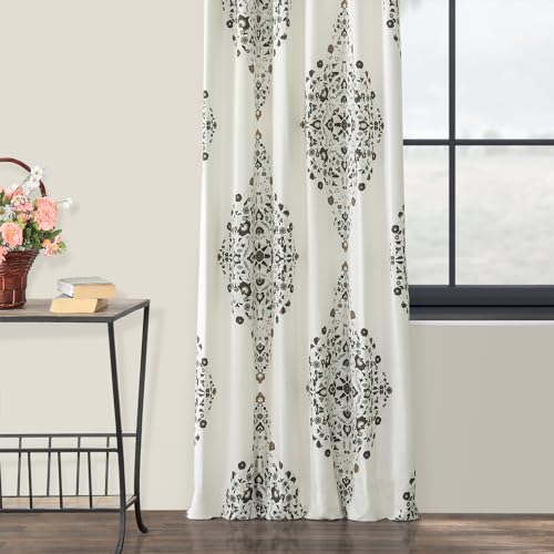 Image of HPD Half Price Drapes Floral Damask Printed Curtains 108 Inches Long Luxury Damask Cotton Curtain (1 Panel) Room Darkening Window Curtains for Bedroom & Living Room, 50W x 108L, Floral Cocoa Damask
