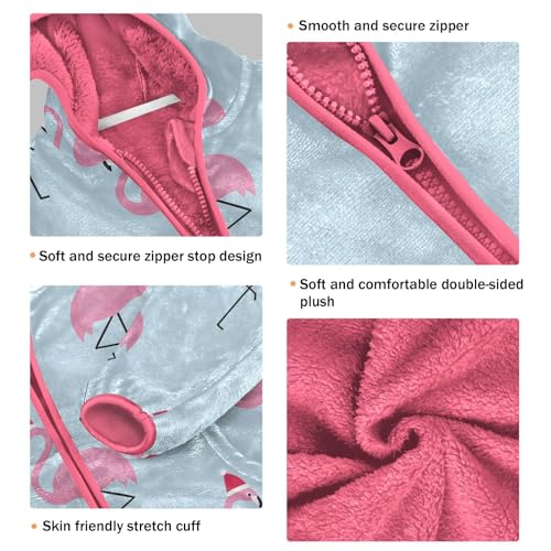 OTVEE Xmas Christmas Flamingo Kids Hoodie Jacket Fall Spring Full Zip Warm Outwear Coat3