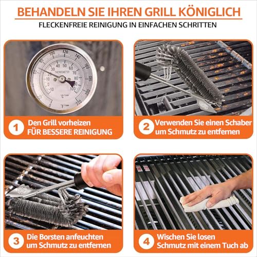 BBQ Grill Cleaning Brush&Scraper – Barbecue Wire Brush for Grill– 18'' Stainless Grill Grate Cleaner - Safe Grill Accessories&Tools for Weber Gas/Charcoal/Electrical/Infrared- Gifts for Men (L) 5 BBQ Grill Cleaning Brush&Scraper – Barbecue Wire Brush for Grill– 18'' Stainless Grill Grate Cleaner - Safe Grill Accessories&Tools for Weber Gas/Charcoal/Electrical/Infrared- Gifts for Men (L) - Image 5