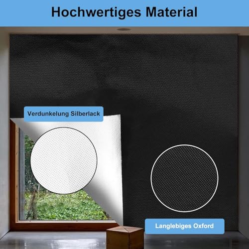 Fenster Verdunkelung - 300x145cm, MUTOUHE verdunklungsfolie für Fenster Verdunklungsrollo ohne Bohren, 100% Verdunklungsstoff Dachfenster Sonnenschutz Innen Rollo für Urlaub
