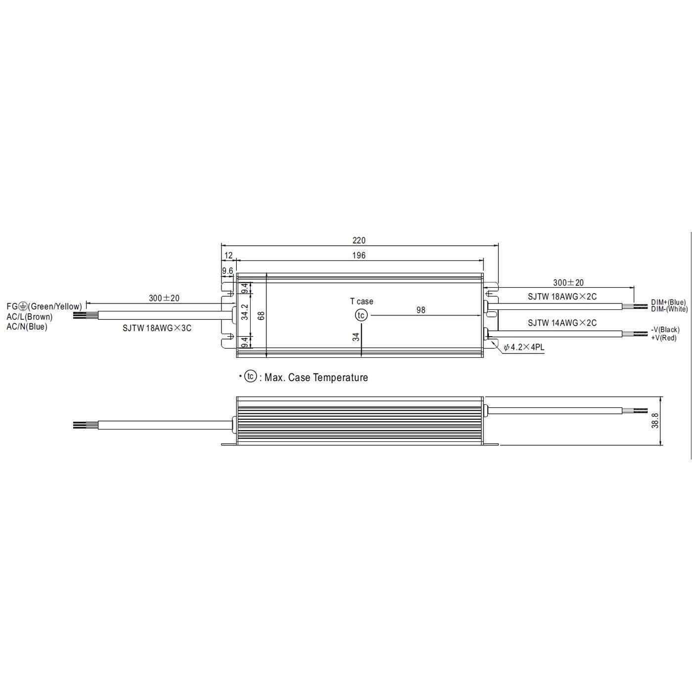 Meanwell LED-Netzteil 187W 24V 7,8A ; MeanWell HLG-185H-24B; Dimmfunktion