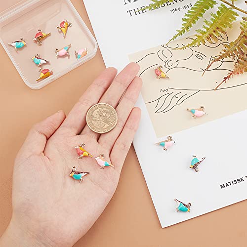 SUNNYCLUE 1 BOX 15Pcs 3 Colors Bird Charms Sparrow Shape 3D Animal Alloy Enamel Dangle Lucky Pendants Gold Plated for Jewelry Making DIY Necklace Bracelet Earring Supplies Accessories - Image 3