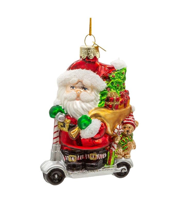 Père Noël sur scooter verre Noble Gems™ | Idée cadeau de Noël originale