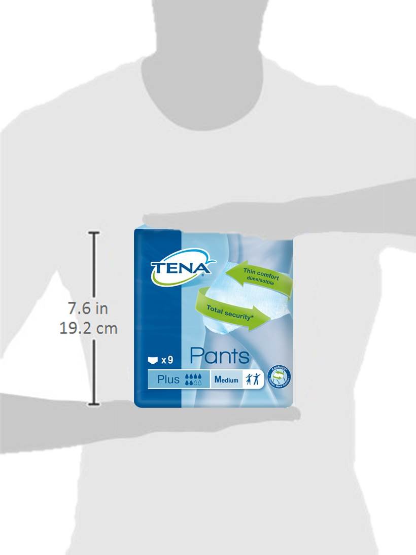 Tena Pants Plus Inkontinenz Hosen für mittlere bis starke Blasenschwäche extra saugstarke Einweghosen für mehr Komfort und Diskretion plus Schutz vor Gerüchen, 4er Pack (4 x 9 Stück), mittel (M)