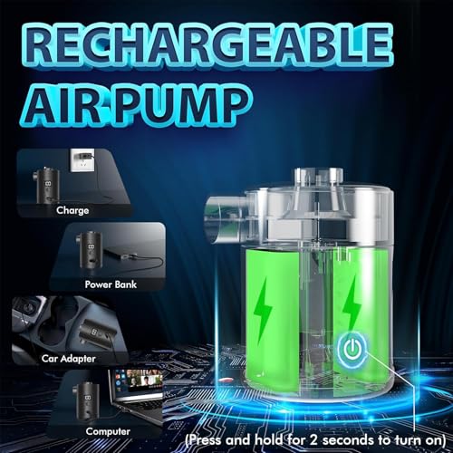 Pompe à Air Rechargeable USB 280L/min - 3600mAh Haute Capacité, 4 Buses, Affichage Numérique, Portable Mini pour Matelas Gonflable et Camping – Image 6