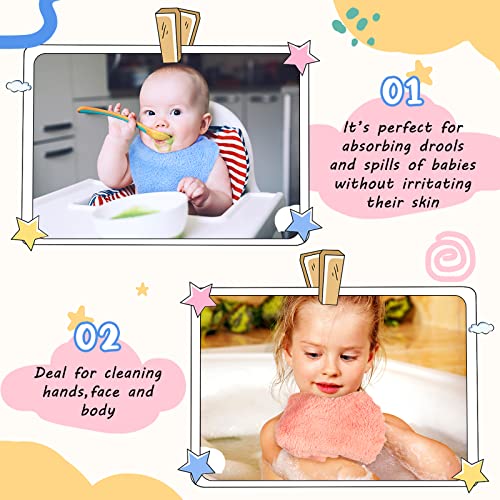 Image of Handepo 100 Pack Baby Washcloths Bulk 10 x 10 Inch Microfiber Coral Fleece Baby Face Towels Absorbent and Soft Wash Cloths for Newborns Infants and Toddlers(Colorful)