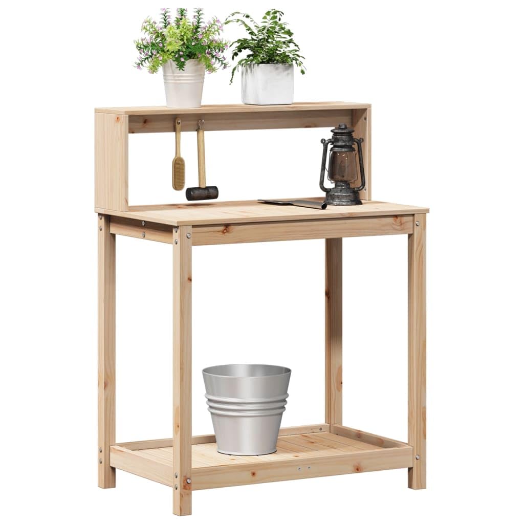 Stół do sadzenia roślin z litego drewna sosnowego, 82,5 x 50 x 109,5 cm z półkami, otwarty stół do roślin doniczkowych, narzędzi ogrodowych i nawozów, wytrzymała stacja na rośliny na taras, do