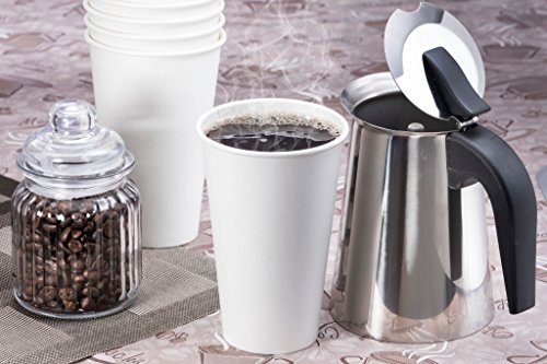 Image of NYHI 100 Pack 16 oz White Paper Disposable Coffee Cups Hot Cold Beverage Drinking Cup for Water Juice Espresso Tea Ideal for Water Coolers Party
