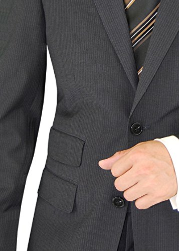 DTI GV Executive Italian Men's 2 Button Wool Suit Ticket Pocket Jacket Striped4