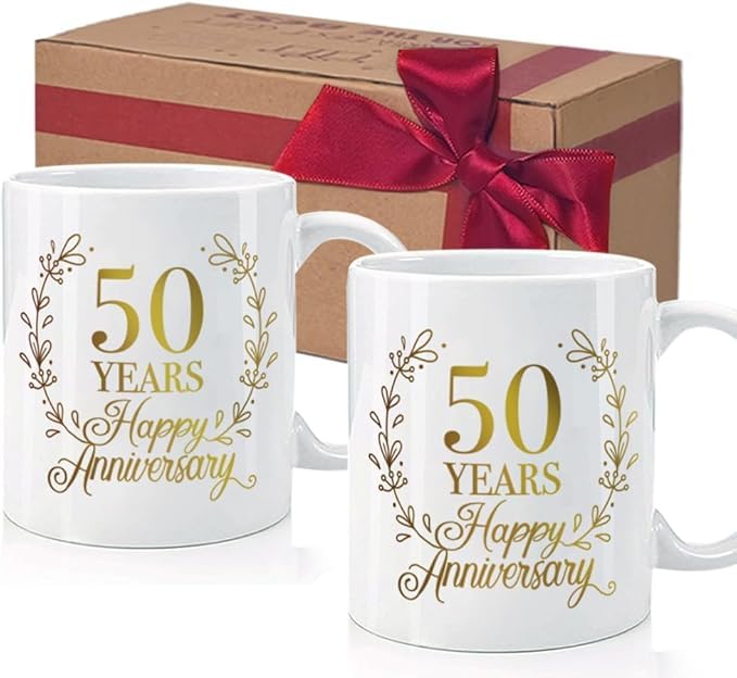 50th Wedding Anniversary Gift for Couples Grandparents, 50th Anniversary Mug Gifts for Parents, Coffee for Grandpa Grandma, 50 Year Parents Mug 11Oz
