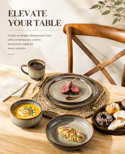 Image of TheTerra Ceramic Dinnerware Set for 4, 16-Piece Plates and Bowls Set