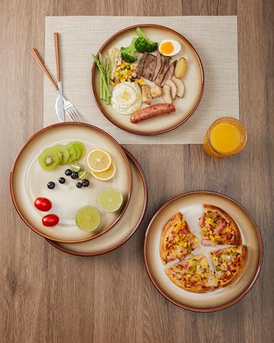 Image of Pokini Ceramic Dinner Plates Set of 6, 10inch Salad, Dessert Plates Dishes