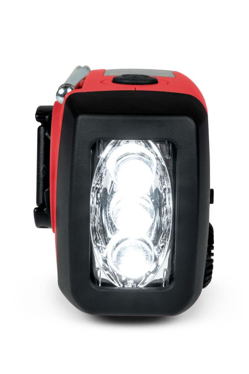 Radio FM Solaire Portable RT260,eclairage LED, Bouton SOS Alarme,Dynamo pour Recharge Manuelle, Recharge USB Batterie 2000 mAh, Charge d'appoint Smartphone (Rouge)