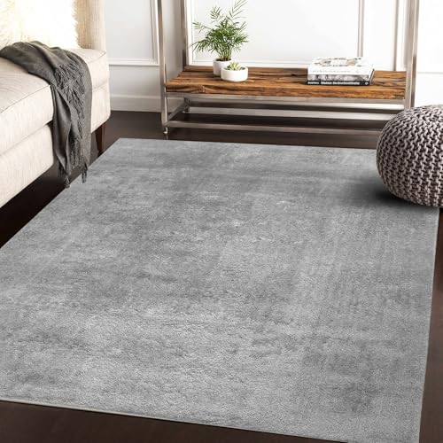 RUGURA Alfombra de Salón Dormitorio Habitación Comedor Pelo Corto y Suave Grande 120x170 cm Gris Unicolor Moderna Nordica...
