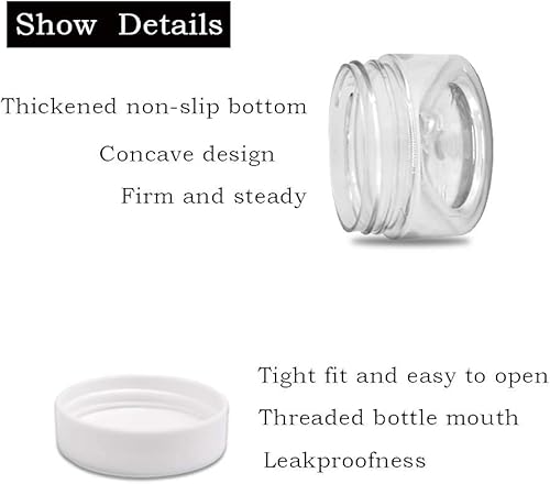 Miniatura 3 de 24 tarros de plástico para cosméticos de 1 onza, recipiente redondo transparente a prueba de fugas con tapa, recipientes pequeños recargables de