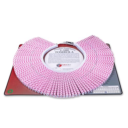 Tombola Lose Doppellose am Ring 100 Stück Doppelnummern 1-100 perforiert mit Seriennummer & Sicherheitscode Gewinnlose für Tombola Verlosung Vereinsfest (ROSA PUNKTE)