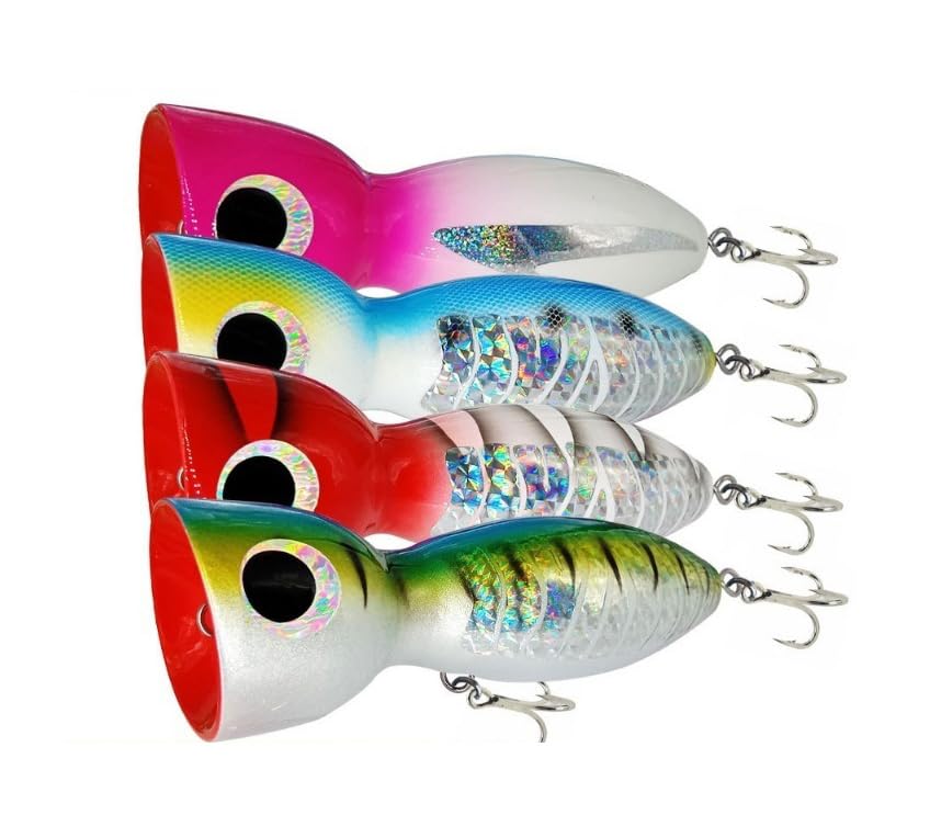Pack of 1 Saltwater GT Popper Big Game Lures Treble Hooks 4.4oz 7.5" Surf Fishing Tuna Shark