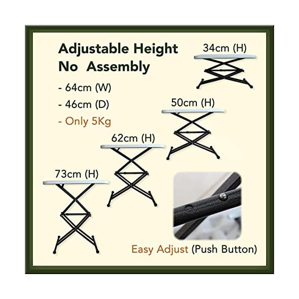 Height Adjustable Small Folding Table with Carry Bag | Foldable White Plastic Garden Side Table, Portable Camping Table | Foldaway TV Dinner or Coffee Table, Collapsible Study Work Desk - Image 3