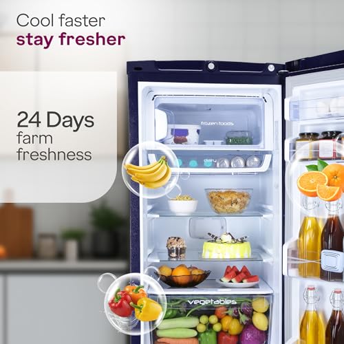 Image of Godrej 185 L 5 Star 5 Years Comprehensive Warranty New Launch| Base Drawer| 22L Jumbo Vegetable Tray| Advanced Inverter Technology| Single Door Refrigerator (2026, RD 195EN TDI MY BL, Mystic Blue)