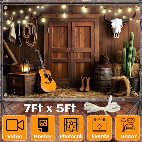 Fondo de fotos Western 7x5 pies mochila vaquera miniatura 2