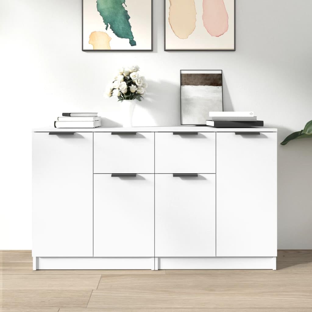 Kredensy zestaw 2 sztuk, białe, 60 x 30 x 70 cm, materiał drewnopochodny, uniwersalna szafka do przechowywania do salonu, kuchni i biura, łatwe w utrzymaniu