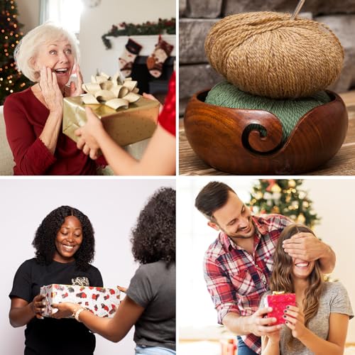 Image of YOKIVE Wooden Yarn Bowls for Crochet Bamboo Yarn Knitting Bowl for Mother Grandma Women Lover, 7.1 inch x 3 inch