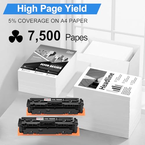Image of 414X Black Toner Cartridges 2-Pack Replacement for HP 414X W2020X | HP 414X W2020X 414A W2020A Toner for HP Color LaserJet Pro MFP M479fdw M479fdn M479dw M454dw M454dn M479 M454 Printer