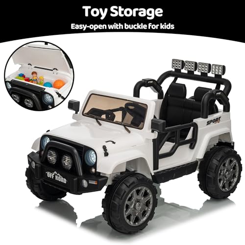 Image of Kids 2-Seater Ride on Car Toy, 12V Electric Car for Kids 4-8 with Remote, 110LBS Load, 2WD, Music, Horn, LED Light (White)