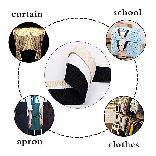 Natural Cotton Twill Tape 55 Yards 1 Inch Bunting Bias Tape Herringbone Webbing Tape Roll For Apron Sewing Dressmaking Craft (Natural White) #TOP6