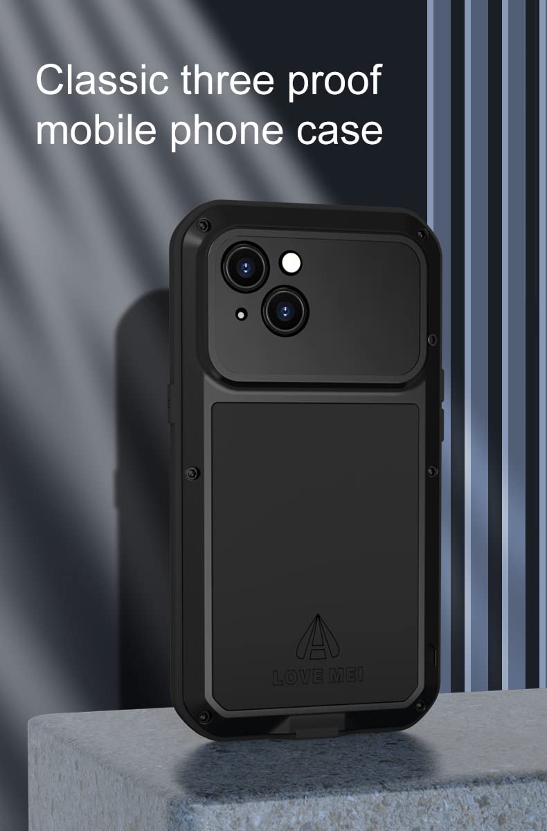 Custodia impermeabile in metallo potente per iPhone 14 Plus Custodia protettiva antiurto per tutto il corpo - Verde militare