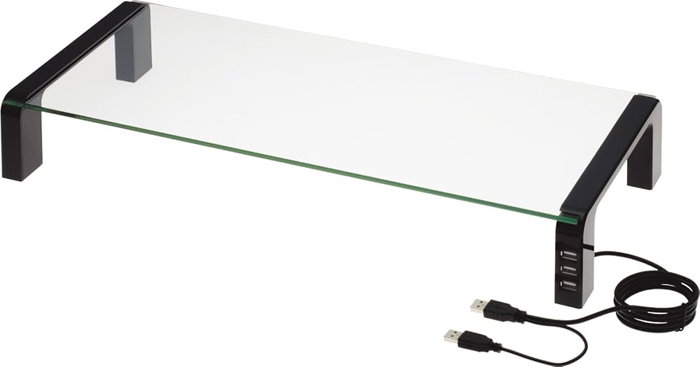 Amazon | キングジム 机上台 デスクボード USBハブ付 ガラス天板