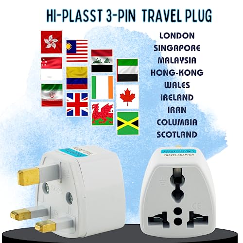 Image of Hi-PLASST India to UK Converter Plug (Pack of 1) - Type-G Travel Adapter for Indian Plugs - Compatible with UK, UAE, Singapore, Hong Kong, Ireland, Wales - 13A, 230V