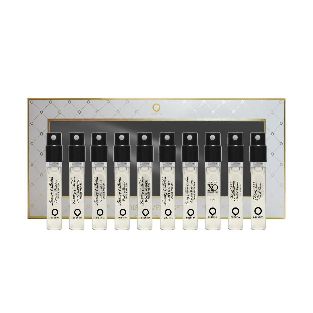 Perfume Discovery Set with 10 Sample Vials, Eau de Parfum for Women, Travel-Friendly Luxury Fragrance Sampler, Long-Lasting Clean Perfume, for Fragrance Lovers, 1.5ML Each