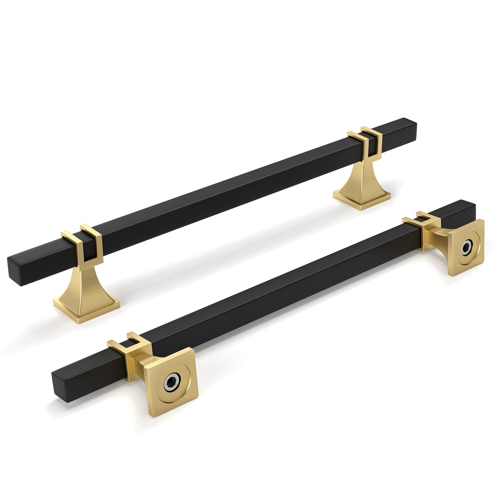 Confezione da 24 maniglie per armadietti da 160 mm, colore nero e oro, maniglie per armadietti in lega di zinco, per cassettiere, credenze, credenze e cassetti