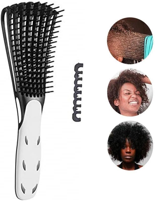 Detangling Brush for Natural Hair-Detangler for Afro Textured 3a to 4c Kinky Wavy, Detangle Easily with Wet,Coily Hair,Dry,Curly,Conditioner, Improve Hair Texture-Easy Clean (Black)
