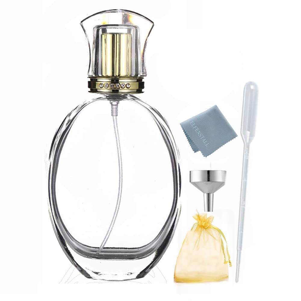 Classic 50ml 1.7oz Thick Empty Refillable Glass Perfume Bottles Fine Mist Spray Bottle Sprayer Refillable Container Gift Bag