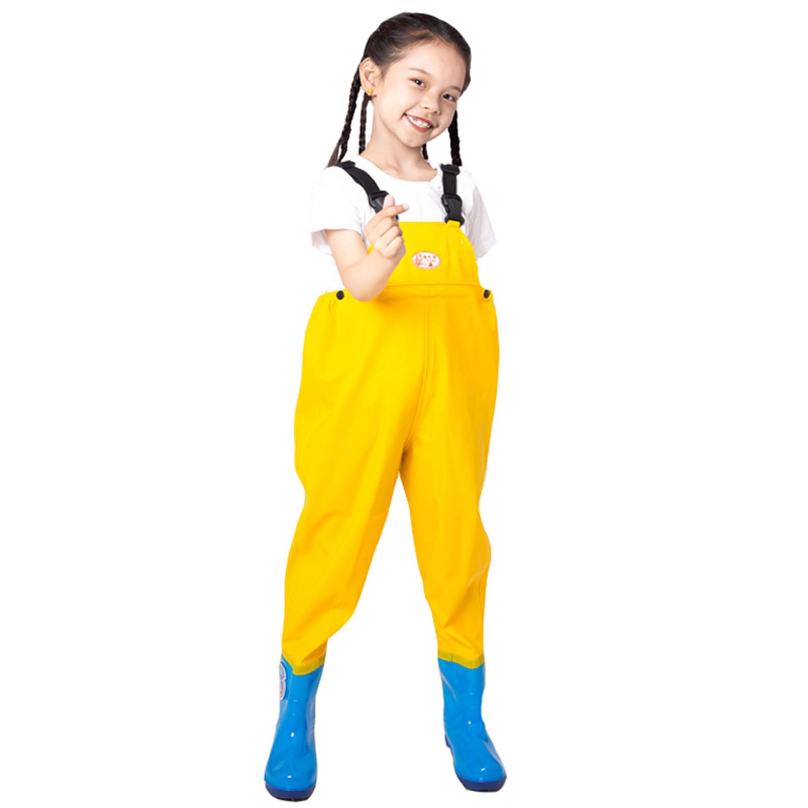 Fishing Waders for Kids Boys Girls Chest Waders Youth Fishing Wader with Pocket for Toddler Children Water Proof Wader with Boots Yellow — image 1