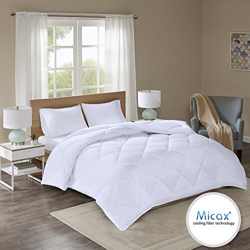 Comfort Spaces Plush Cooling Fiber Filled Down Alernative Comforter-Duvet Insert Cal-King, Box Stitches-Moisture