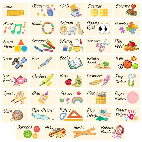 Kids Classroom Labels Toy Storage Organizing Labels for Toddlers Playroom Daycare Supplies Organization Stickers Organizer Pictures Toy Label for Kindergartern Bins Box Containers Nursery