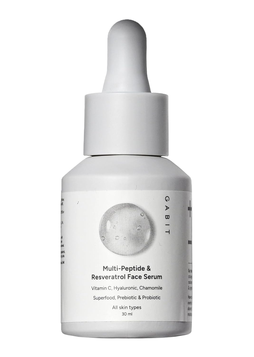 Gabit multi-peptide and resuritrol pro-aging serum for wrinkles, fine lines, dark spots. Boost collagen | Normal, oily, dry, sensitive skin types. Vit-C, Heluronic, Chamomile | For women and men, 30 ml Gabit multi-peptide and resuritrol pro-aging serum for wrinkles, fine lines, dark spots. Boost collagen | Normal, oily, dry, sensitive skin types. Vit-C, Heluronic, Chamomile | For women and men, 30 ml