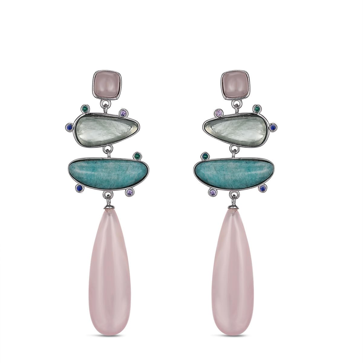 Yomisa Boho Dangle Earrings for Women Gold Silver,Statement Earrings Amethyst Jade Pearl Drop Dangle Earrings for Women Trendy Jewelry Gifts,