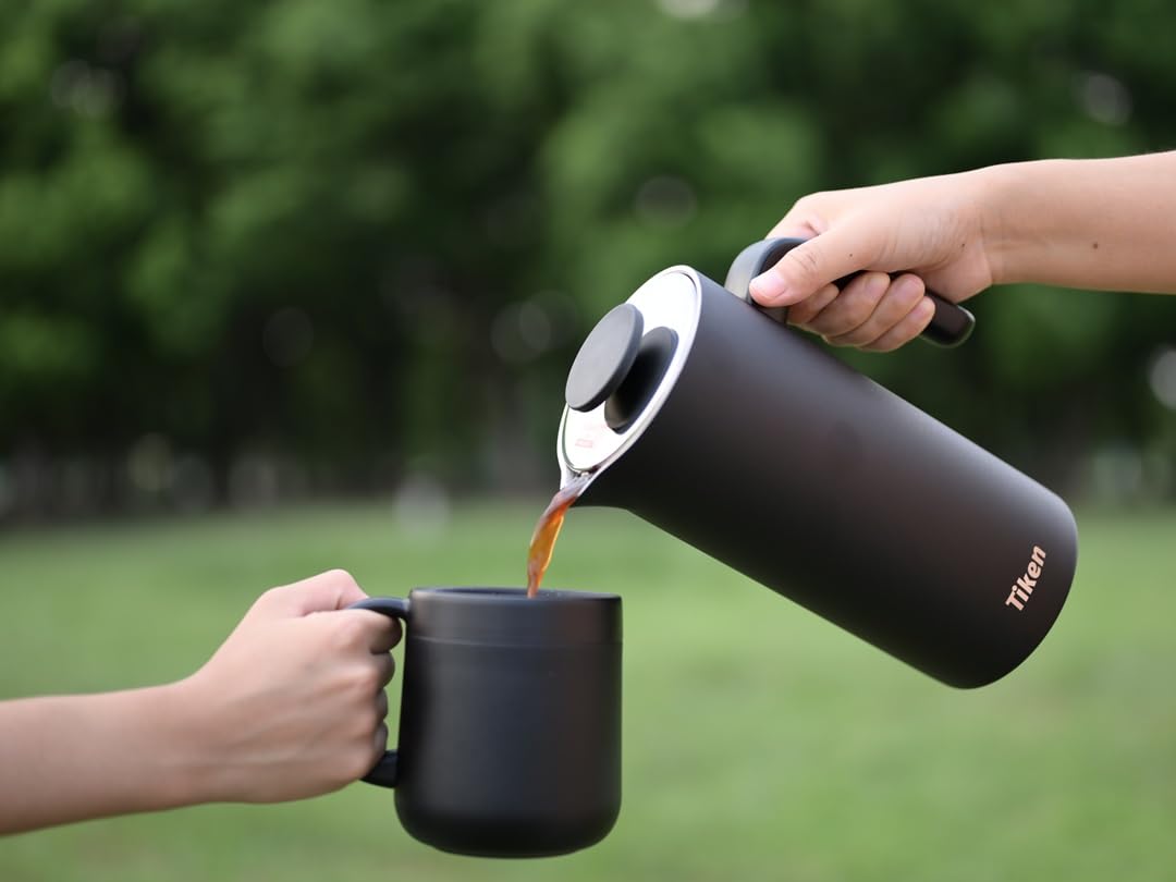 Tiken 1 l French Press ze stali nierdzewnej Double-Wall próżniowy termos do kawy nadaje się do mycia w zmywarce