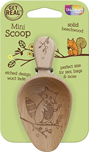 Talisman Designs Laser Etched Beechwood Mini Scoop | Woodland Design | Measuring Spoon | Cute & Functional Kitchen Tool | Small Wooden Scoop Spoon | Use for Coffee, Sugar & Grains