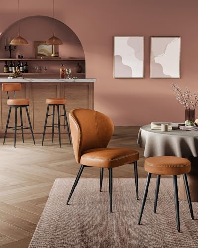 Miniatura 7 de Vasagle Ekho Colección - Juego De 2 Taburetes De Bar, Taburetes De Cocina, De Desayuno, Cuero Sintético Con Costuras, 76,2 Cm De Alto, Silla Comedor, Fácil Montaje, Marrón Caramelo Lbc090k01v1