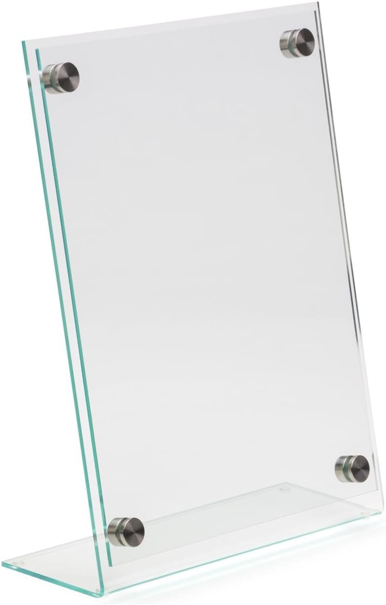 Displays2go 8.5 x 11 Acrylic Sign Holder, Tabletop, 4 Standoffs, Printable Film, Clear (NPSIGN85)