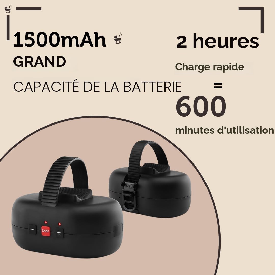 ZAZU Robby Balançoire automatique pour bébé, épaisseur réglable, minuterie 40 min, capteur de cri pour bébé, rechargeable par USB-C, étanche, universel pour poussette et buggy