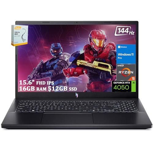 Image of acer Nitro V 15 Gaming Laptop | 15.6 inch FHD 144Hz IPS Display | AMD 6-core Ryzen 5 7535HS Processor | 16GB RAM 512GB SSD | NVIDIA GeForce RTX 4050 | Backlit USB-C Win11 Pro w /DLCA Accessory